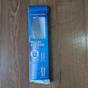 Stainless Steel Metal Straws Set of 12 NIB *See Description*